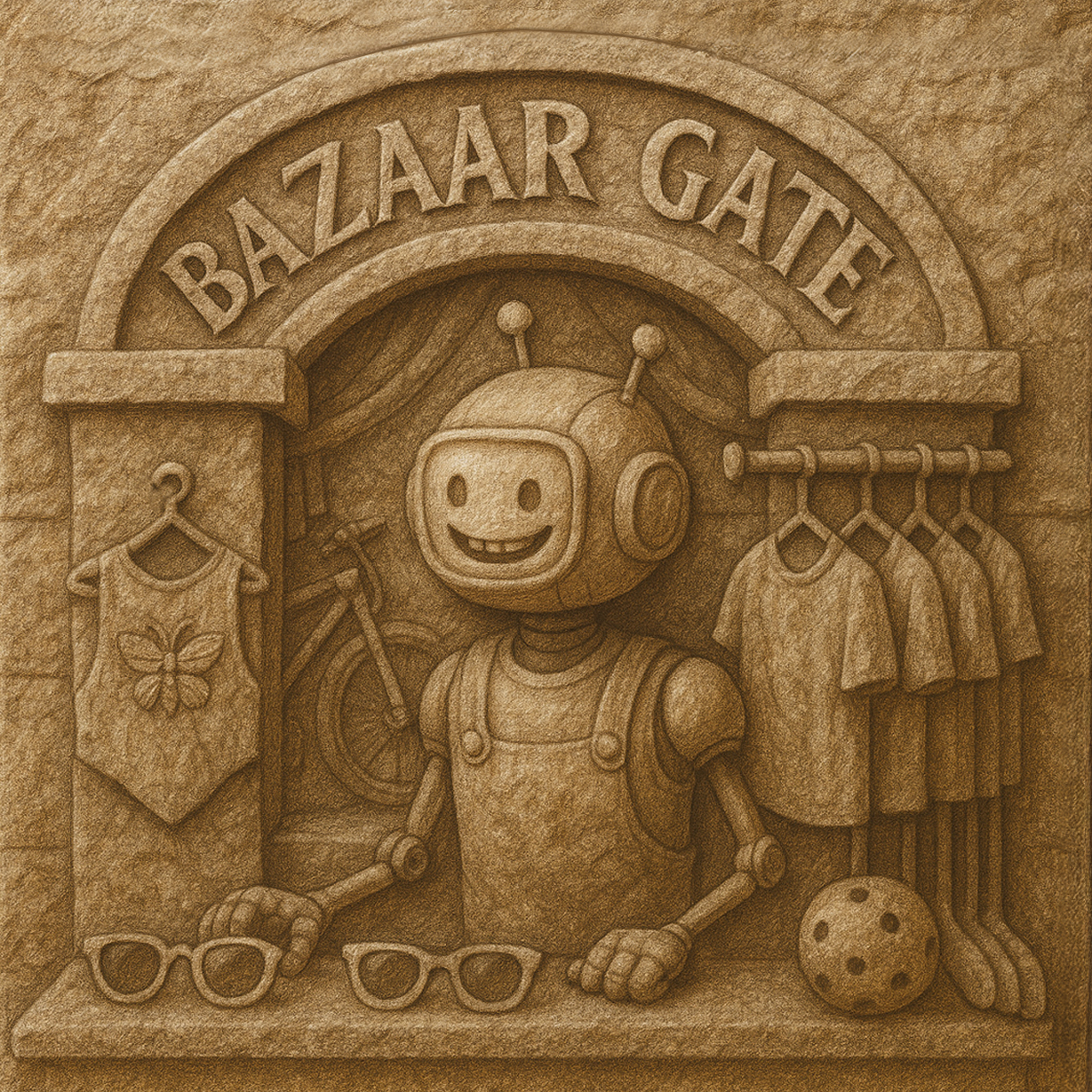 Bazaar Gate emblem carved in stone relief